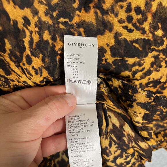 Givenchy Tunic Top 41 Leopard Animal Print Silk Blouse Full Zip Sheer Oversized - Picture 5 of 13
